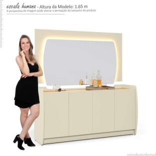 Buffet Com Espelho Sala Jantar Sublime 1.6 Gelius Off White/Naturale