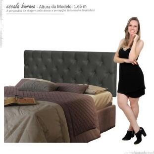 Painel Cabeceira Casal 140 Almofadada Capitone 9011 JB Bechara Cinza