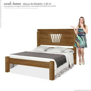 Cama de Casal Madeira Maciça Para Colchão 128/138 Gabriela Atraente Castanho