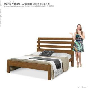 Cama de Casal Madeira Maciça Para Colchão 138 Rebeca Atraente Castanho