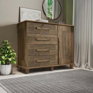 Cômoda com Sapateira 120cm 4 Gavetas Quarto Grécia RV Móveis Amadeirado