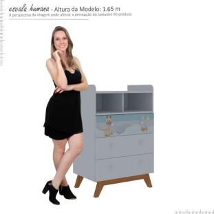 Cômoda Infantil Pequena Mundo Encantado Pés Cadeira Gelius Branco