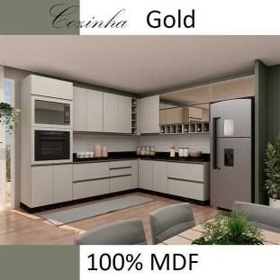 Módulo Balcão 20cm 1 Porta 100% MDF Cozinha Modulada Gold Robel Fendi/Fendi