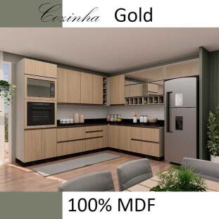 Módulo Balcão 30cm 1 Porta 100% MDF Cozinha Modulada Gold Robel Fendi/Hanover