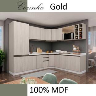 Módulo Balcão 40cm 3 Gavetas 100% MDF Cozinha Modulada Gold Robel Fendi/Aspen