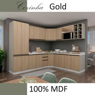 Módulo Armário Aéreo 80cm Porta Basculante 100% MDF Cozinha Modulada Gold Robel Fendi/Hanover
