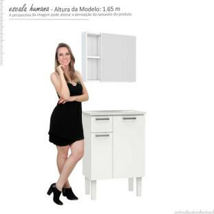 Conjunto Para Banheiro Aço Araça 60 Espelho Ameixa Cozimax Branco