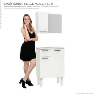 Conjunto Para Banheiro Aço Araça 60 Espelho Romã Cozimax Branco
