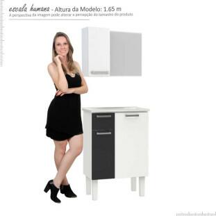 Conjunto Para Banheiro Aço Araça 60 Espelho Romã Cozimax Branco/Preto