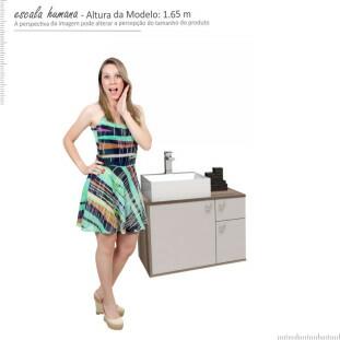 Gabinete de Banheiro Caeté 60 com Cuba Cubo Cozimax Nude/Tamarindo