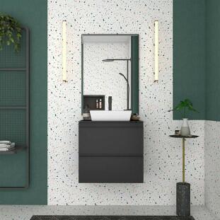 Gabinete Para Banheiro Aço Gaia 60 com Cuba Louça Linea Cozimax Preto