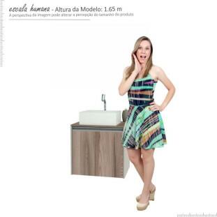 Gabinete Para Banheiro Madeira Poti 50 Cuba Prisma Cozimax Nudi/Tamarindo