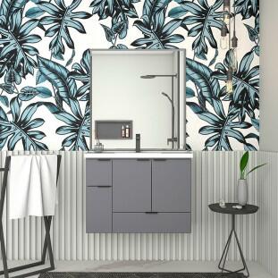 Conjunto Para Banheiro Orquídea 80 Com Espelho Bisotê 800x850 Cozimax Cinza