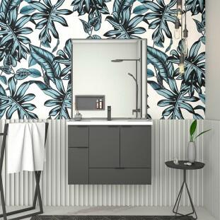 Conjunto Para Banheiro Orquídea 80 Com Espelho Bisotê 800x850 Cozimax Preto
