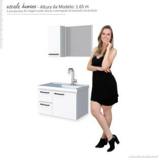 Conjunto Para Banheiro Aço Gabinete e Espelho Romã 60 Cozimax Branco