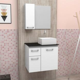 Gabinete Para Banheiro Aço Figo 60 com Cuba Prisma Cozimax Branco