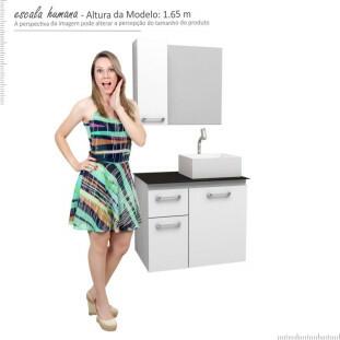 Conjunto Para Banheiro Aço Gabinete Figo 60 com Cuba Prisma Cozimax Branco