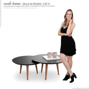 Conjunto com 2 Mesas de Centro Redonda Luna Patrimar Preto