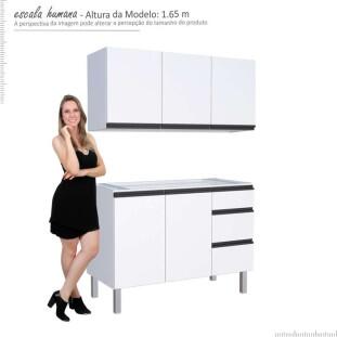 Cozinha Completa Gabinete Para Pia e Armário Aéreo Gaia 120cm Cozimax Branco 