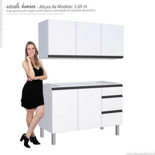 Cozinha Completa Gabinete Para Pia e Armário Aéreo Gaia 140cm Cozimax Branco 