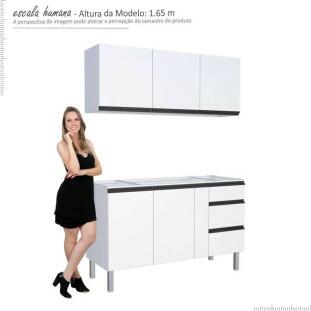 Cozinha Completa Gabinete Para Pia e Armário Aéreo Gaia 150cm Cozimax Branco 