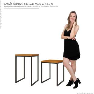 Conjunto de Mesas Lateral e Apoio Para Sala 40x40 Iron EAX Móveis Cedro 