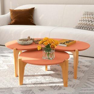 Conjunto de Mesa de Centro Florida 105cm e 55cm Lukaliam Luanda/Freijo
