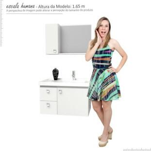 Conjunto Para Banheiro Madeira Gabinete e Espelho Moara 60 Cozimax Branco