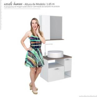 Conjunto para Banheiro Iara 60 com Cuba Domo Cozimax Branco/Tamarindo