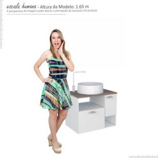 Gabinete Para Banheiro Iara 60 com Cuba Domo Cozimax Branco/Tamarindo