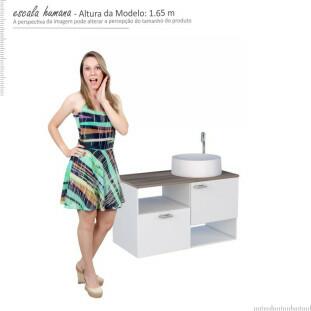 Gabinete Para Banheiro Iara 80 com Cuba Domo Cozimax Branco/Tamarindo