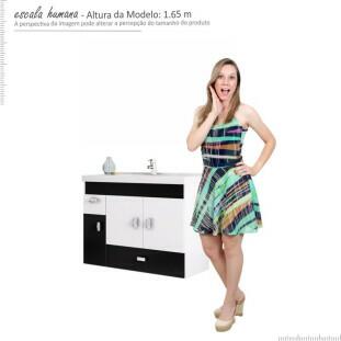 Gabinete Para Banheiro Madeira Orquídea 80 Cozimax Branco/Preto