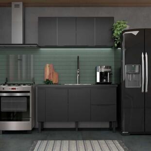 Balcão Buffet Cozinha Sala de Jantar com Tampo 150cm Cisne Cozimax Preto