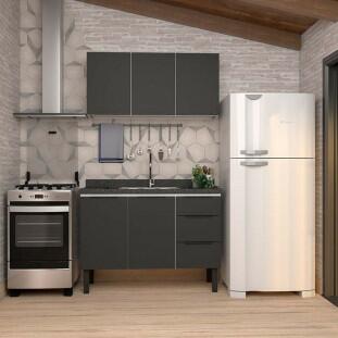Armário Aéreo de Cozinha Aço 3 Portas Júpiter 120 Cozimax Preto
