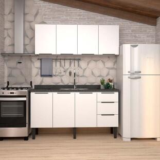 Cozinha Completa Gabinete Para Pia 160cm e Armário Aéreo Júpiter Cozimax Branco