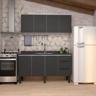 Armário Aéreo de Cozinha Aço 4 Portas Júpiter 160 Cozimax Preto
