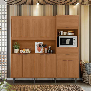Cozinha Completa 200x200cm 11 Portas 2 Gavetas Bahamas Lukaliam Jequitiba
