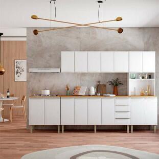 Cozinha Completa Aço Gabinete Para Pia 180cm com Armário Aéreo Flora Cozimax Branco