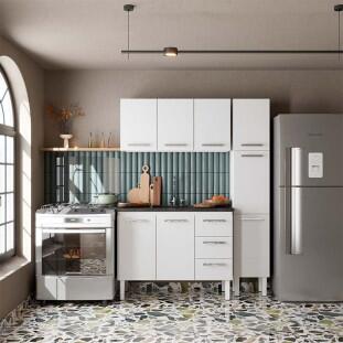 Balcão Cozinha Aço 120 Vênus 3 Gavetas Com Tampo Cozimax Branco