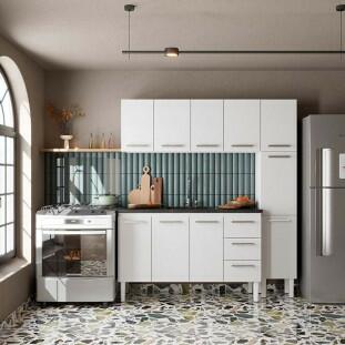 Cozinha de Aço Gabinete Para Pia 150cm com Armário Aéreo Vênus Cozimax Branco
