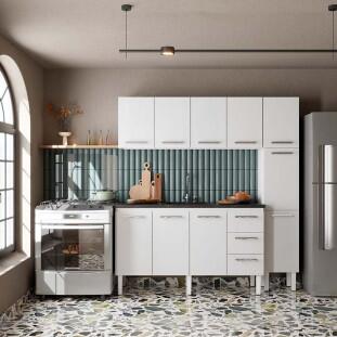 Balcão Cozinha Aço 160 Vênus 3 Gavetas Com Tampo Cozimax Branco