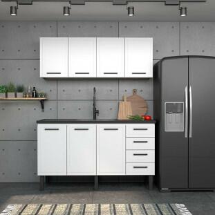 Cozinha Completa Gabinete Para Pia 160 e Armário Aéreo Juno/Apolo 4 Gavetas Cozimax Branco