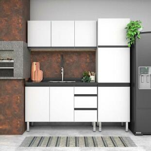 Gabinete de Aço Para Pia 140cm 3 Gavetas Cozinha Gaia Cozimax Branco 