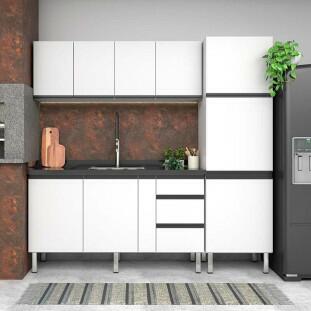 Cozinha Completa Gabinete Para Pia e Armário Aéreo Gaia 160cm Cozimax Branco 