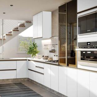 Módulo Armário Aéreo Canto L 88x76x34cm 100% MDF Cozinha Modulada Gold J Robel Branco/Branco Matte