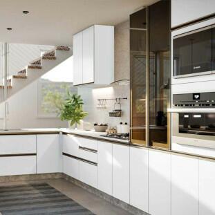 Módulo Armário Aéreo 88x100x34cm Canto Reto 100% MDF Cozinha Modulada Gold J Robel Branco/Branco Matte