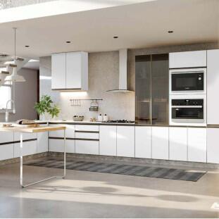 Módulo Paneleiro 172x70x56cm 2 Portas Vidro Reflecta 2 Gavetas 100% MDF Cozinha Modulada Gold J Robel Branco/Branco Matte