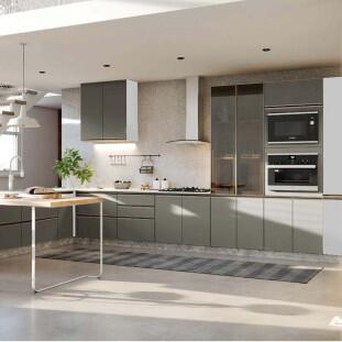 Módulo Balcão 60cm 2 Portas 100% MDF Cozinha Modulada Gold J Robel Branco/Cinza Matte
