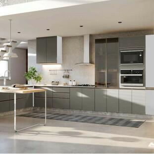 Módulo Paneleiro 40cm 2 Portas 208x40x56cm 100% MDF Cozinha Modulada Gold J Robel Branco/Cinza Matte