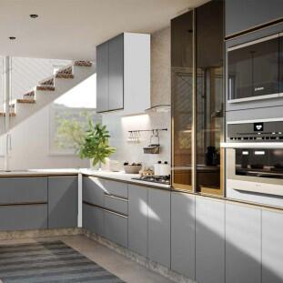 Módulo Balcão 30cm 1 Porta 100% MDF Cozinha Modulada Gold J Robel Branco/Cinza Matte